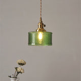 Retro Korte Cilinder Golvend Glazen Hanglamp