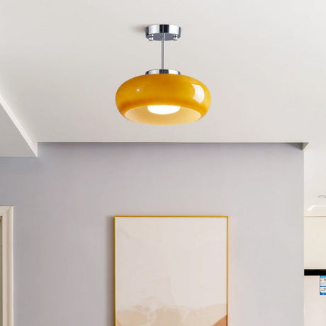 Retro Amber Ronde Glazen Plafondlamp