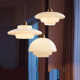 Mid Century Art Melkwit Glazen Hanglamp