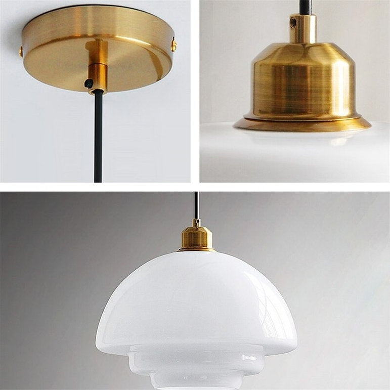 Mid Century Art Melkwit Glazen Hanglamp