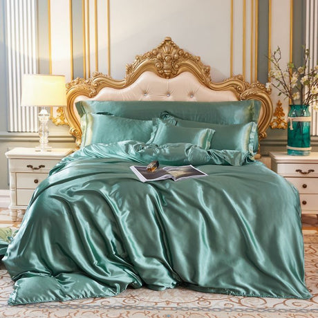 Luxe Satijn/Katoen Bedlinnen Set (4 stuks) – 2x Kussensloop en Laken voor Ultiem Comfort