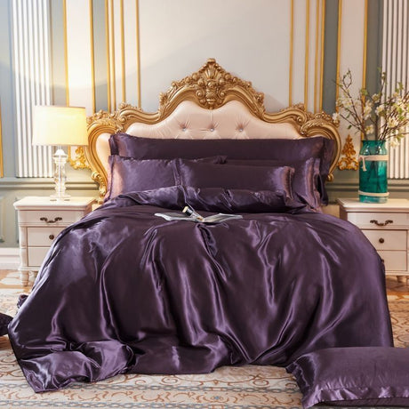 Luxe Satijn/Katoen Bedlinnen Set (4 stuks) – 2x Kussensloop en Laken voor Ultiem Comfort
