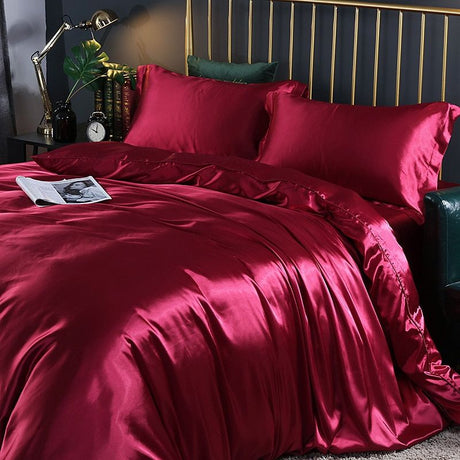 Luxe Satijn/Katoen Bedlinnen Set (4 stuks) – 2x Kussensloop en Laken voor Ultiem Comfort