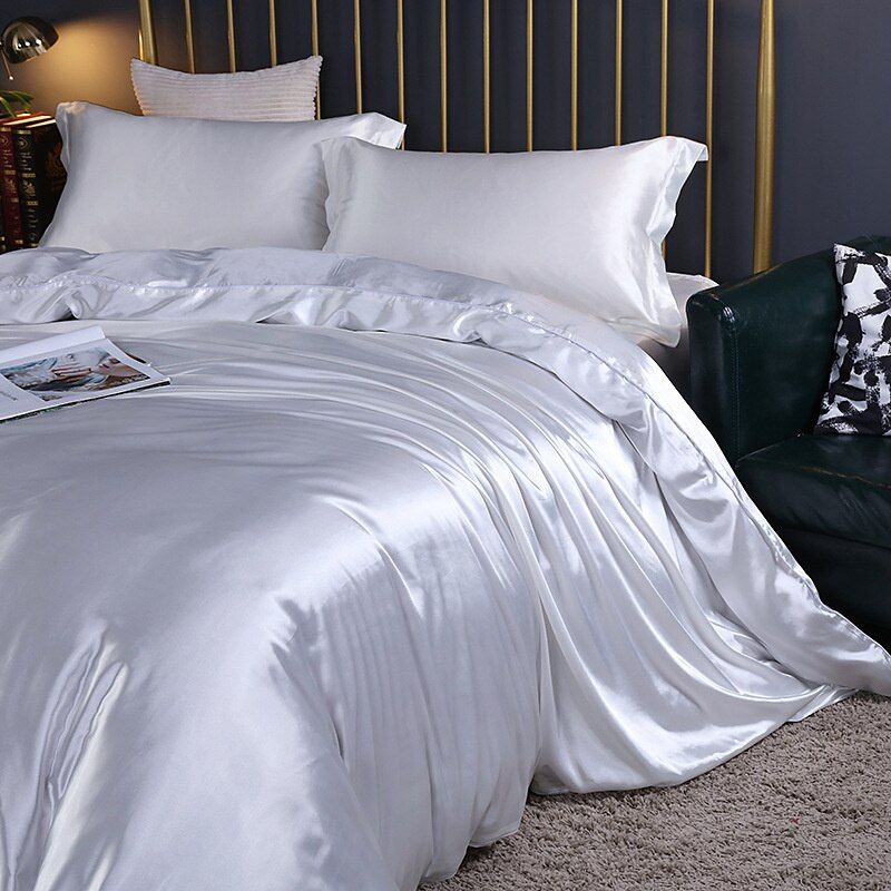 Luxe Satijn/Katoen Bedlinnen Set (4 stuks) – 2x Kussensloop en Laken voor Ultiem Comfort