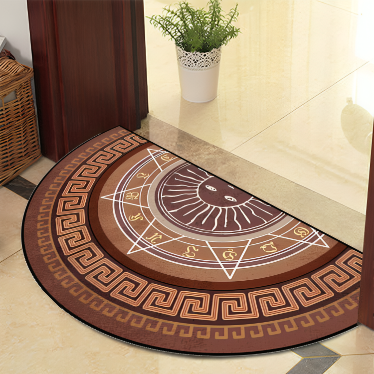 Rond Mandala Tapijt - Dikke Antislip Mat, Machinewasbaar, Perfect voor Woonkamer, Hal en Buiten – Polyester
