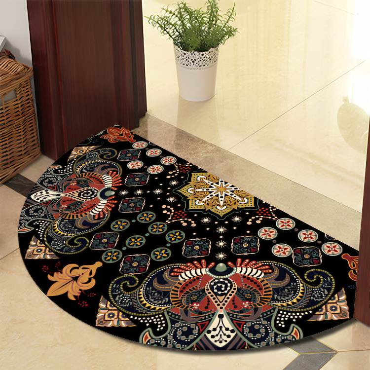 Rond Mandala Tapijt - Dikke Antislip Mat, Machinewasbaar, Perfect voor Woonkamer, Hal en Buiten – Polyester