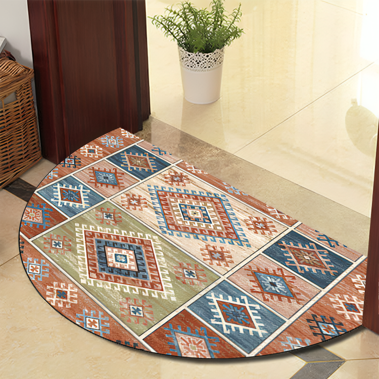 Rond Mandala Tapijt - Dikke Antislip Mat, Machinewasbaar, Perfect voor Woonkamer, Hal en Buiten – Polyester