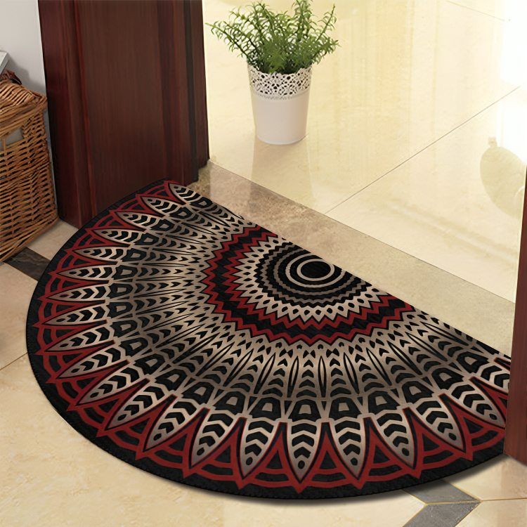 Rond Mandala Tapijt - Dikke Antislip Mat, Machinewasbaar, Perfect voor Woonkamer, Hal en Buiten – Polyester