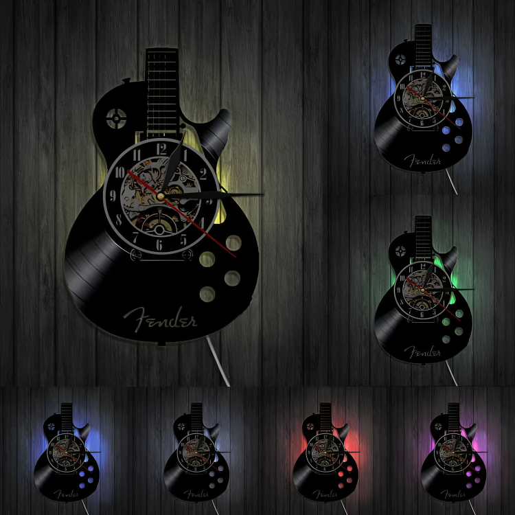 Unieke Gitaar Vinylplaat Wandklok - Creatief Ontwerp voor Muziekliefhebbers