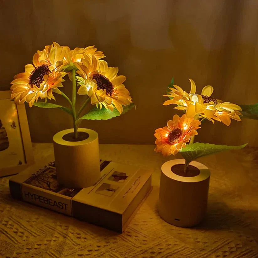 Zonnebloem LED Nachtlampje – Rustgevende Verlichting met Oplaadbare Batterij en Instelbare Lichtintensiteit