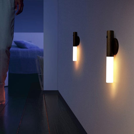 Slimme Houten Wandlamp met Bewegingssensor - Energiezuinig en Draadloos