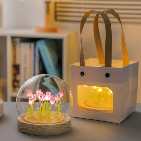 Tulp Nachtlampje LED op Batterijen – Rustgevend Draadloos Licht voor Slaapkamer en Kinderkamer