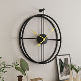 Nordische Minimalistische Wandklok - 55 cm Groot, Modern Design in Zwart, Goud en Zilver