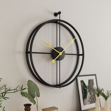 Nordische Minimalistische Wandklok - 55 cm Groot, Modern Design in Zwart, Goud en Zilver