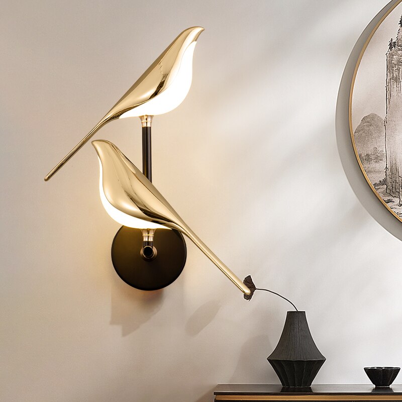 VogelLicht - Unieke Artistieke Wandlamp in Vogelvorm, LED Verlichting voor Moderne Interieurs