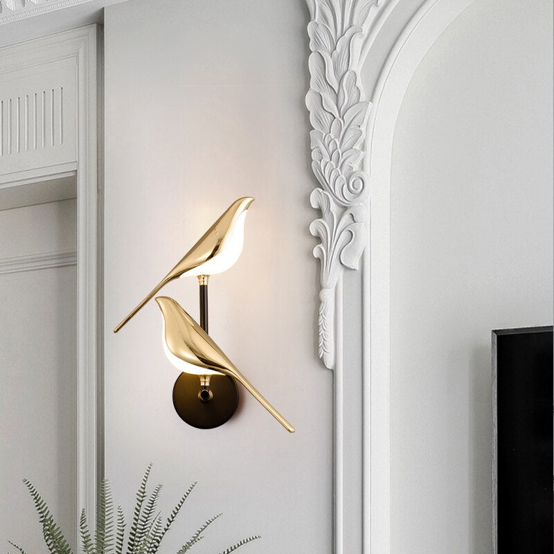 VogelLicht - Unieke Artistieke Wandlamp in Vogelvorm, LED Verlichting voor Moderne Interieurs