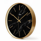 Marmere Luxe Wandklok - Moderne Stijlvolle Design Klok met Stil Uurwerk en Glazen Spiegel, 30 cm Diameter