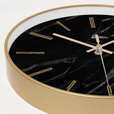 Marmere Luxe Wandklok - Moderne Stijlvolle Design Klok met Stil Uurwerk en Glazen Spiegel, 30 cm Diameter