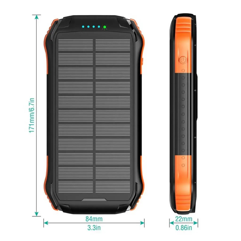 Solar Powerbank 16000mAh – Draagbare Waterdichte Oplader voor Avonturiers en Outdoor Gebruik