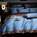 Luxe Satijnen Katoen Beddengoed Set 4-delig | 100% Katoen Geborduurd | Beschikbaar in Grijs, Khaki, Blauw, Oranje