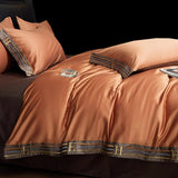 Luxe Satijnen Katoen Beddengoed Set 4-delig | 100% Katoen Geborduurd | Beschikbaar in Grijs, Khaki, Blauw, Oranje